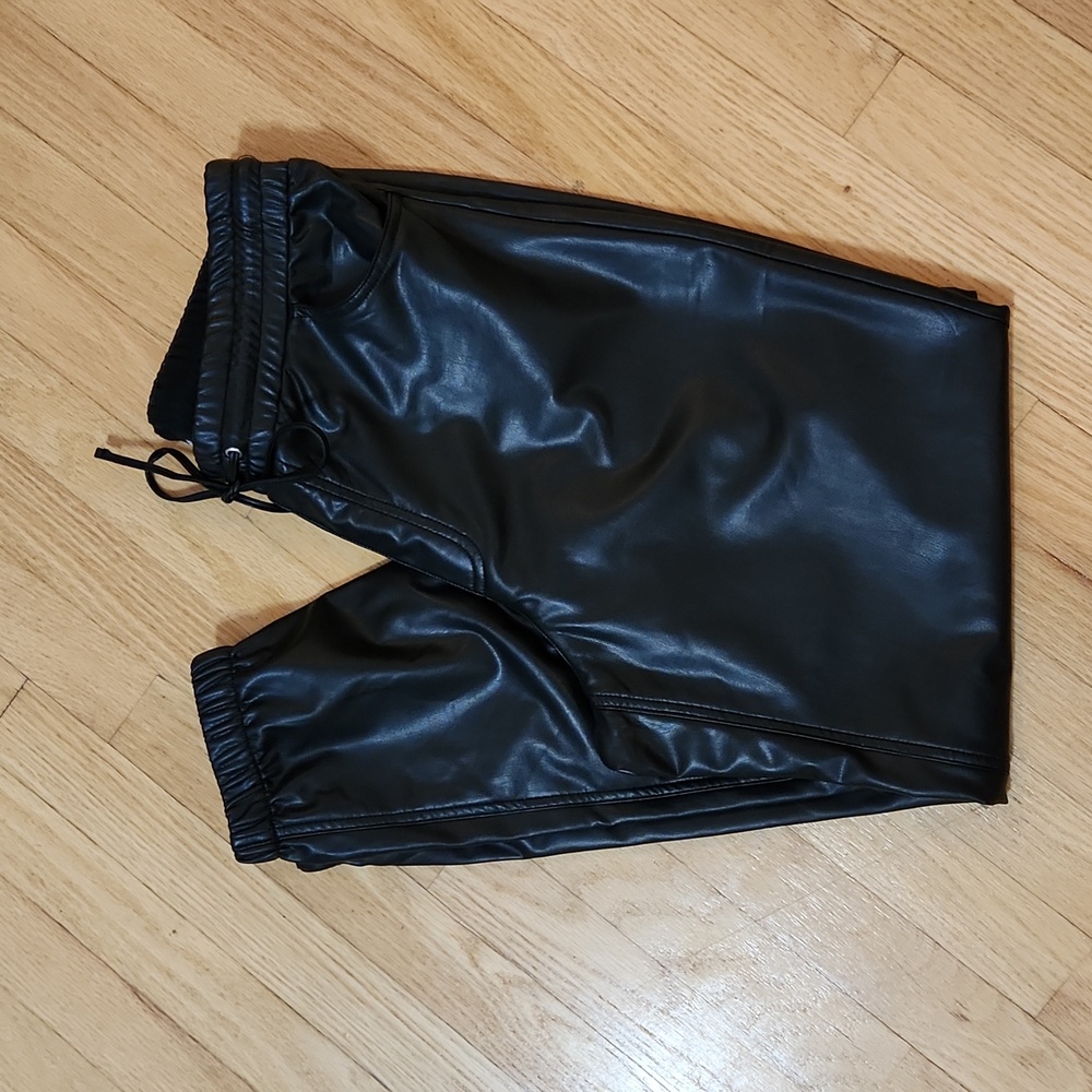 Faux Leather Jogger Pants